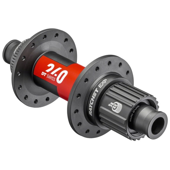 DT Swiss 240 EXP Rear Hub - 12 x 142mm, Center-Lock, Micro Spline, Black/Red, 24H, 36pt