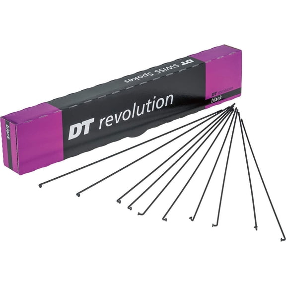 DT Swiss Revolution black spokes 14 / 17 g = 2 / 1.5 mm box 100, 248 mm