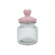 DT Valentines Decor - Small Ceramic Heart Lid and Glass Candy Jar
