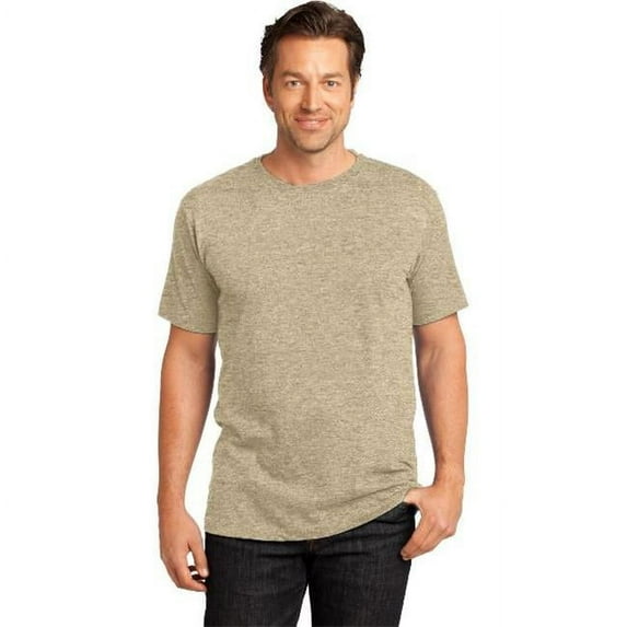 DT104 Mens Perfect Weight Crew Tees, Heathered Latte - Medium