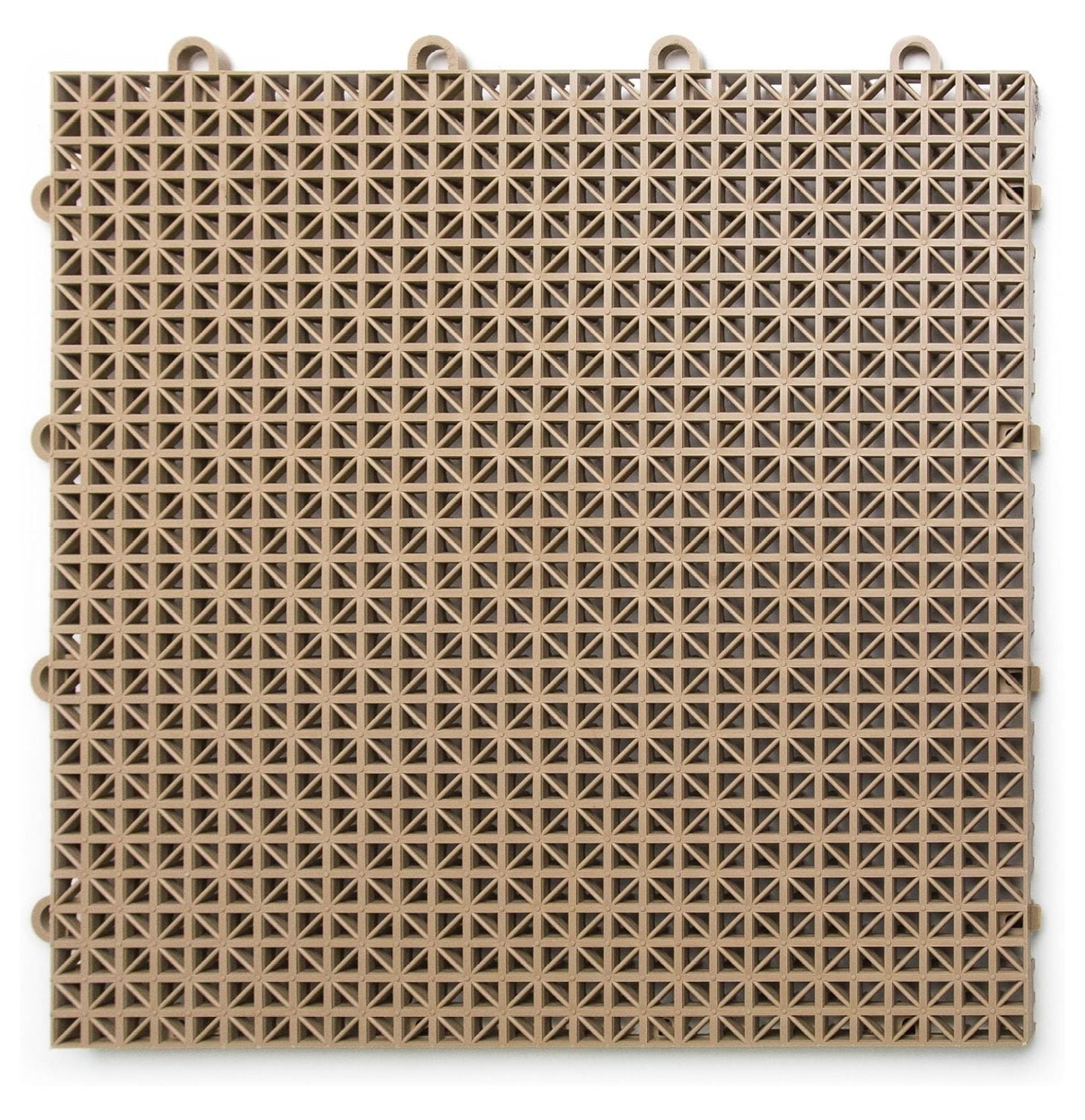 Beige Interlocking Modular Plastic Deck Tiles, 12" x 12", 40 Pack