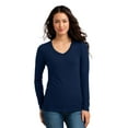thumbnail image 1 of DT5201 District Ladies Tee Shirt Juniors The Concert Tee Long Sleeve V-Neck, 1 of 6
