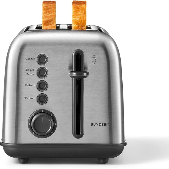 DT620 2-Slice Toaster, Extra Wide Slots, Retro Stainless Steel with High Lift Lever, Bal and Muffin Function, Removal Crumb Tray, 7-Shade Settings,Stainless