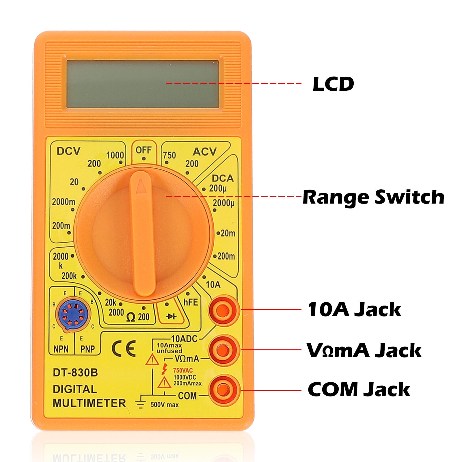 DT830B Digital LCD Multimeter Voltage Tester Voltmeter Ammeter Ohmmeter