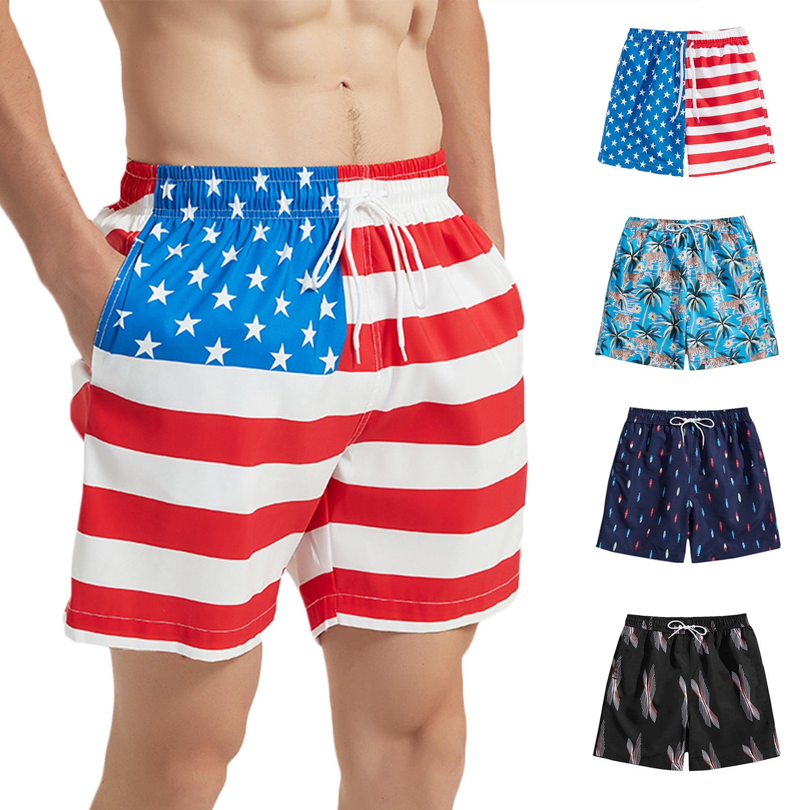 DTBPRQ Boys Swim Trunks 4th of July Toddler Swim Shorts Anti Chafe
