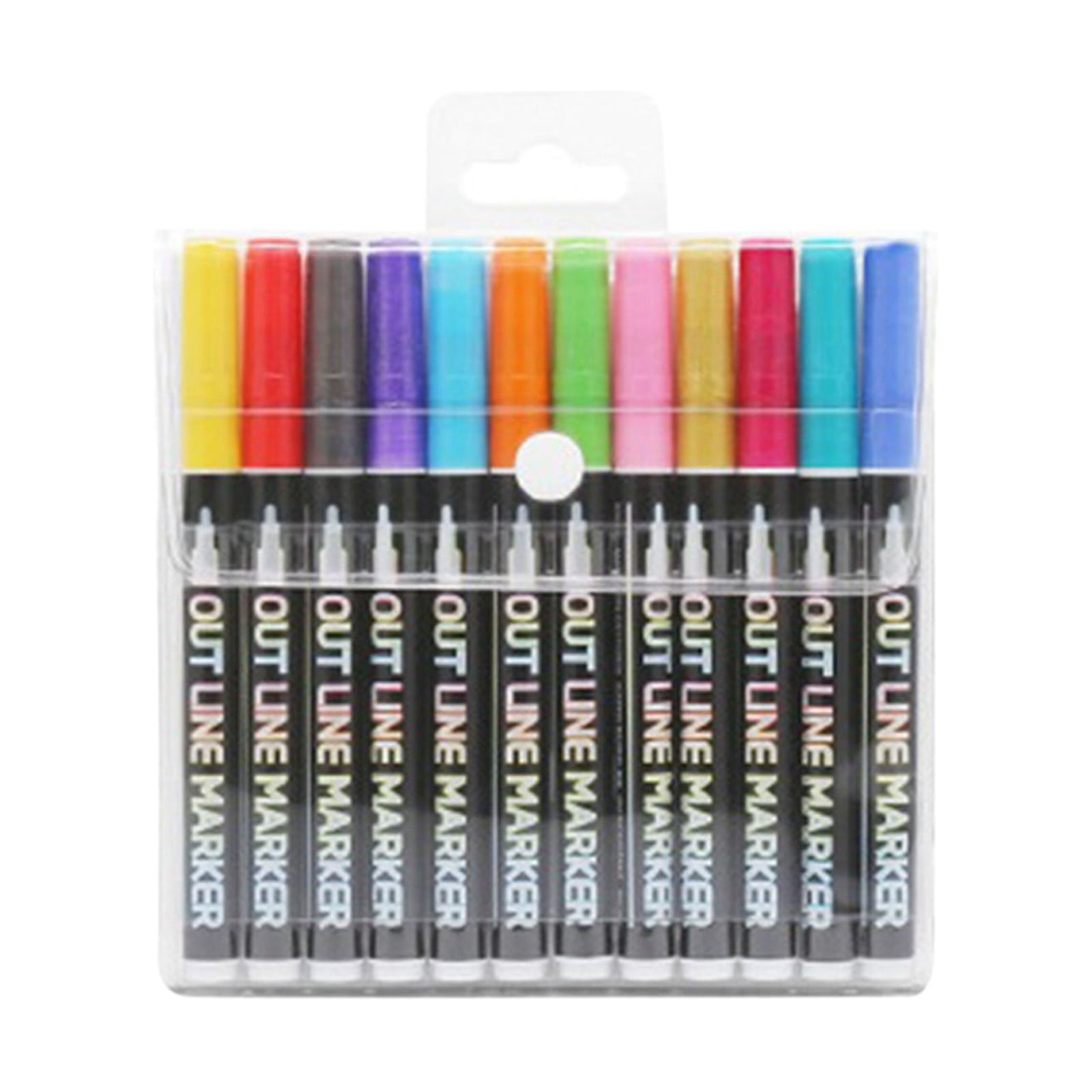 DTBPRQ Gel Pens, Colored Pencils 12 Colors Outline Markers Pens, Super  Squiggles Double Line Pen, Glitter Drawing Pens For Greeting Cards, Craft