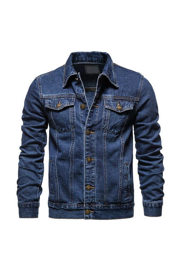 Jean Jacket for Men, Fashion Mens Denim Jacket Washed Classic Casual Distressed Ripped Slim Fit Button Down Trucker Jacket