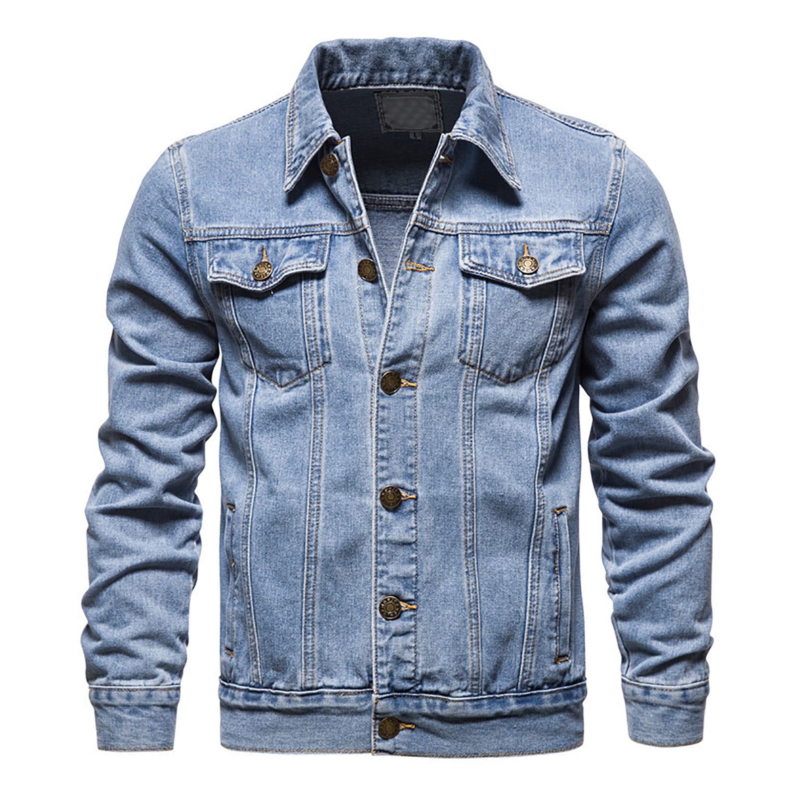 DTBPRQ Jean Jacket for Men Fashion Mens Denim Jacket Washed Classic Casual Distressed Ripped Slim Fit Button Down Trucker Jacket Walmart