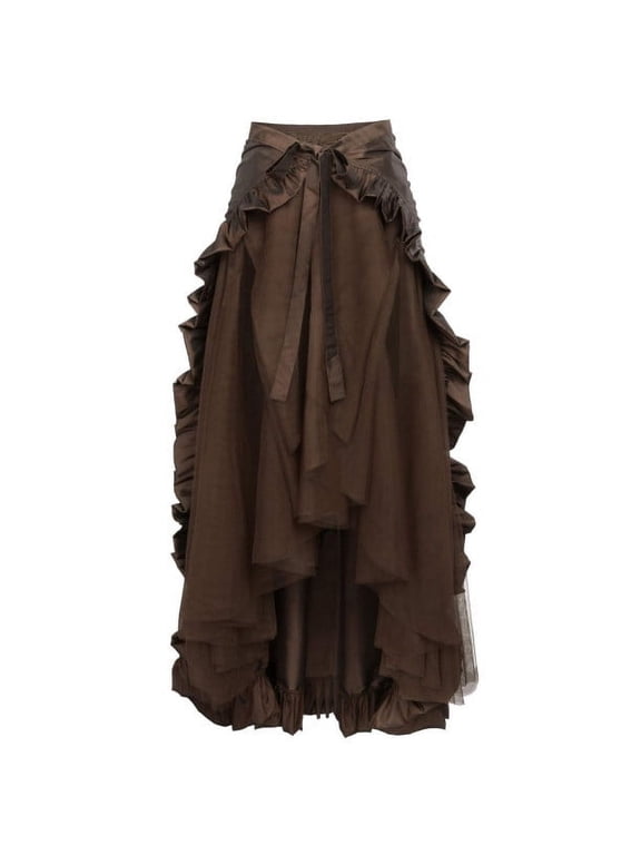 Long Maxi Skirts for Women Irregular Gothic Skirt Elastic Waist Dstring Triple-Layer Renaissance Medieval Victorian Peasant Skirt