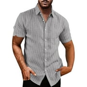 DTBPRQ Men's Short Sleeve Cuban Guayabera Shirts Casual Button Down Summer Beach Shirts
