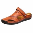 thumbnail image 1 of DTBPRQ Men's Summer Sandals Casual Closed Toe Leather Handmade Sandals Adjustable Fisherman Beach Sandals For Outdoor Walking Driving, 1 of 9