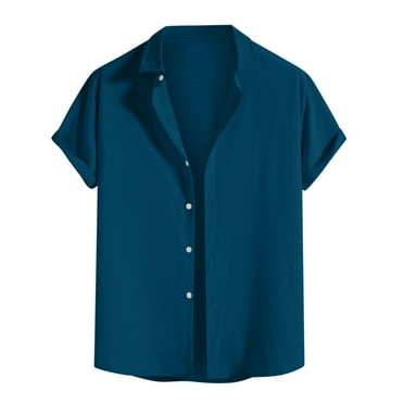 DTBPRQ Mens Casual Linen Formal Shirt Short Sleeve Button Down Shirt Summer Beach Hawaiian Shirts