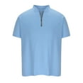 thumbnail image 1 of DTBPRQ Mens Dress Shirts Short Sleeve Formal Shirts Quarter-Zip Casual Slim Fit Mock Neck Basic Designed Cotton Shirts, 1 of 8