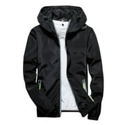 DTBPRQ Mens Waterproof Rain Jacket Lightweight Hooded Softshell Jacket Waterproof Windproof Lightweight Outerwear Full Zip Hiking Work Travel