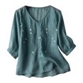 thumbnail image 1 of DTBPRQ Mexican Embroidered Tops for Women Summer Short Sleeve Boho Shirts Peasant Blouses, Loose Fitting Bohemian Top, 1 of 10