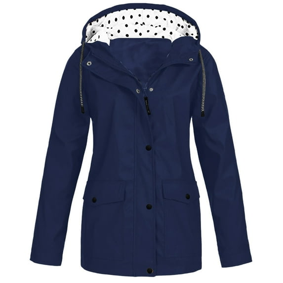 DTBPRQ Raincoat for Women Rain Jackets for Women Waterproof Lightweight Hooded Jackets Windbreaker Outdoor Hooded Trench Coat Long Lined Rain Coats
