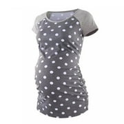 DTBPRQ Women's Casual Maternity Tops Short & Long Sleeve Round Neck Front Pleat Peplum Tunic Top Colorblock Pregnancy T-Shirt with Pocket