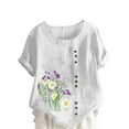 thumbnail image 1 of DTBPRQ Women's Cotton Blend Plus Size Tops Crew Neck Short Sleeve Basic Tunic Tee Shirts Tops Blouse, 1 of 5