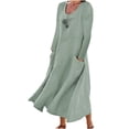 thumbnail image 1 of DTBPRQ Women's Fall Dress 2024 Cotton Linen Dress Long Sleeve A-line and Flare Maxi Long Dress on Clearance, 1 of 5