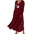 thumbnail image 1 of DTBPRQ Women's Fall Dress 2024 Cotton Linen Dress Long Sleeve A-line and Flare Maxi Long Dress on Clearance, 1 of 5
