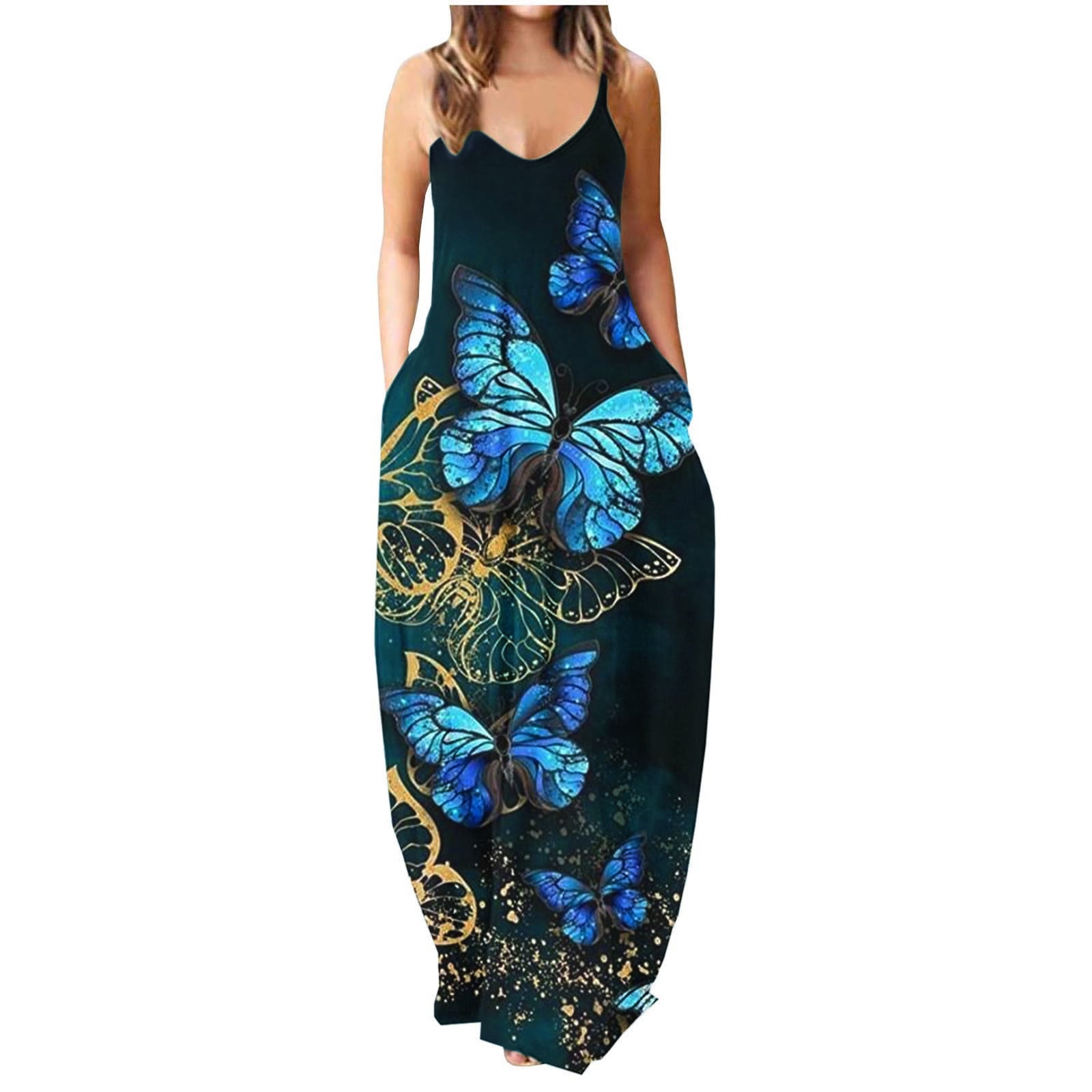 DTBPRQ Women's Maxi Dresses 2024 Casual Summer Floral Long Beach ...