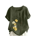 thumbnail image 1 of DTBPRQ Women's Oversized Blouse Bohemian Short Sleeve V Neck Floral Print T Shirt Babydoll Shirt Blouse Tunic Top, 1 of 5