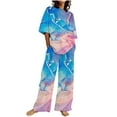 thumbnail image 1 of DTBPRQ Women's Plus Size Loungewear Sleepwear Summer Casual Floral 2 Piece Pajama Sets, Super-Soft Short Sleeve Top With Pants Lounge Sleepwear Ladies Pjs Sets with Pockets, 1 of 5