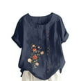 thumbnail image 1 of DTBPRQ Women's Plus Size Tops Summer Mexican Shirts Peasant Blouses Cotton Embroidered Short Sleeve Bohemian Tops Boho Clothes for Women, 1 of 5
