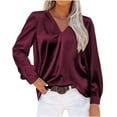 thumbnail image 1 of DTBPRQ Women's Silk Blouse Long Sleeve Satin Button Down Shirt Casual Work Office Silky Blouse Top, 1 of 8