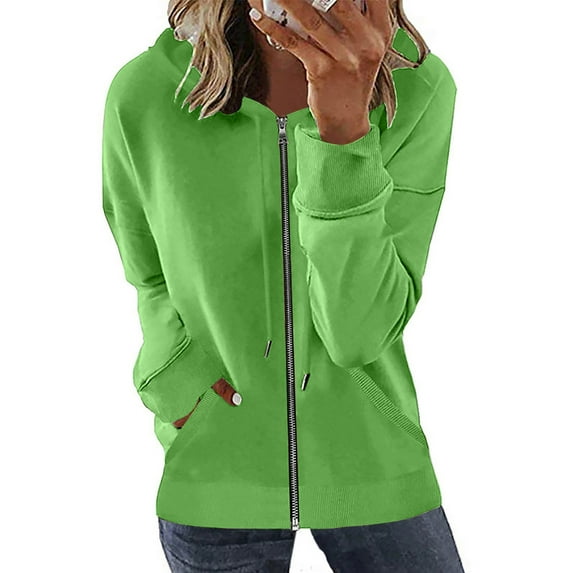 DTBPRQ Women's Zip Up Hooded Sweatshirts Casual Full Zipper Open Front Hoodie Long Sleeve Oversized Jackets with Pockets