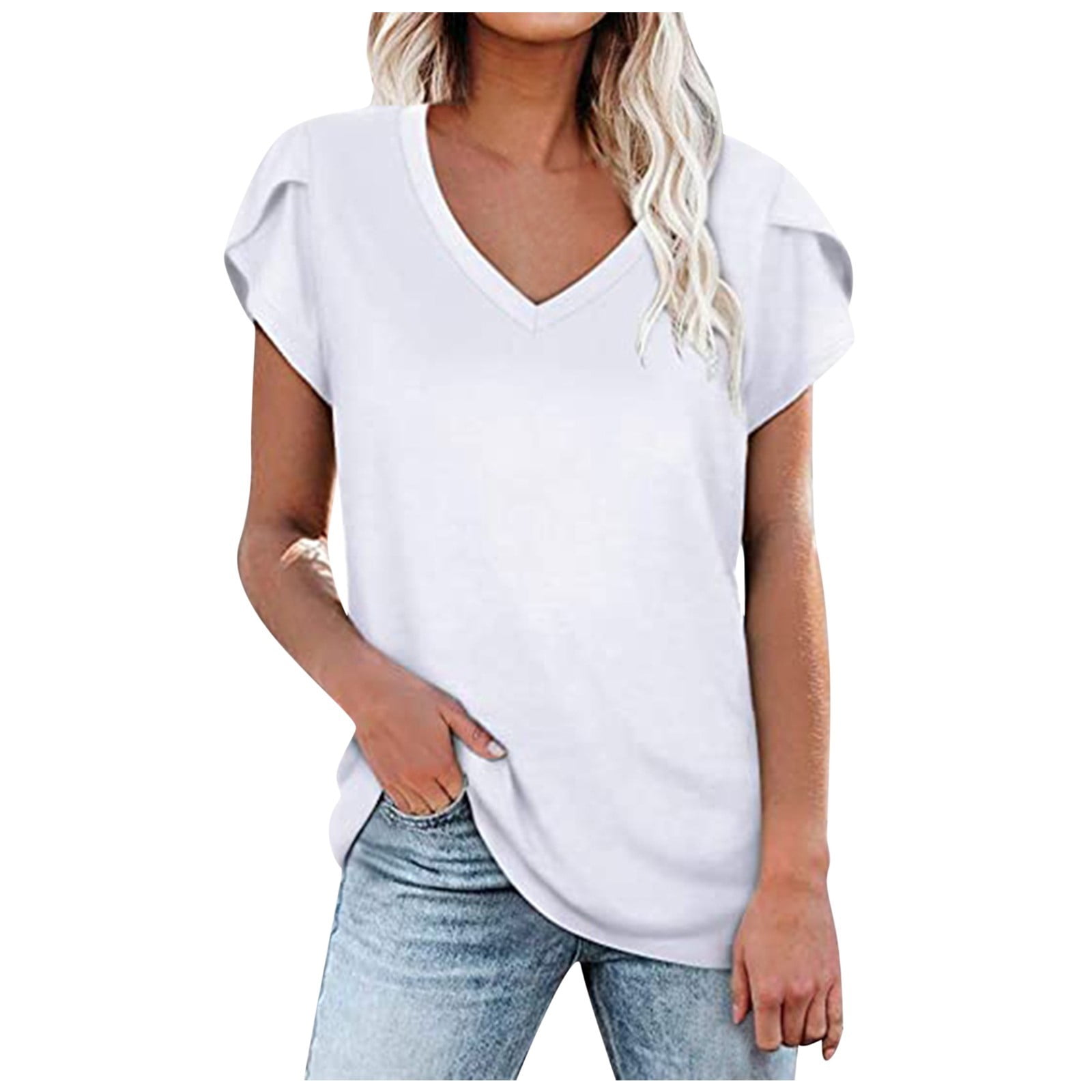 cute white v neck shirts