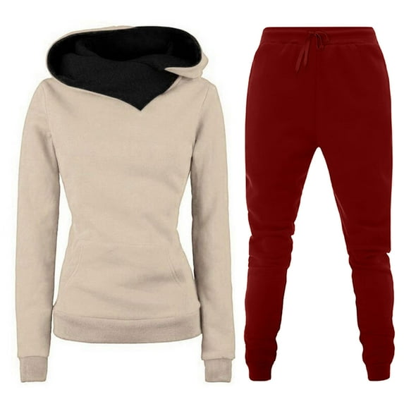 XUNKUSGA Womens Sweatshirt Fleece Hoodies Tracksuit Sets Long Sleeve Sweatshirts Jogger Pant 2 Piece Outfits Workout Athletic Loungewear