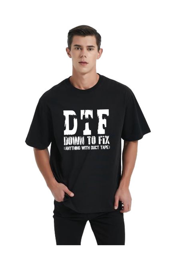 DTF Down to Fix Anything with Duct Tape Tshirt Funny Father's Day Graphic Tee