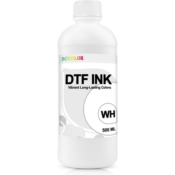 DTF Ink 500ML White Ink Premium Digital Inkjet Ink Refill for Direct to Film Printers Replacement for Printhead DX5 DX7 5113 XP600 I3200 4720 TX800 L1800 L805 R1390 1PK