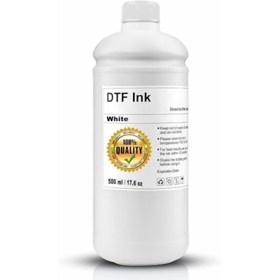 DTF Ink, 500ML White Premium,Refill Ink for EP- Printheads L1800 R1390 ET-8550 XP-15000 XP600 I3200 and More Heat Transfer Printing to PET Film (1-White, 16.9oz)