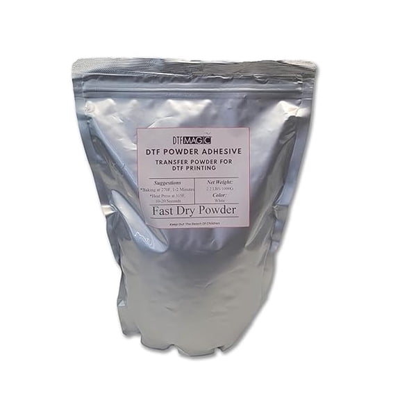 DTF Magic - DTF Powder White Adhesive: Fast-Drying Transfer Powder- Compatible with All DTF & DTG Printers. 2.2 Pounds/1000 Grams