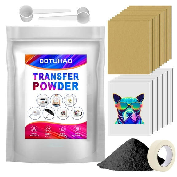 DTF Transfer Powder, Transfer Film and Powder Kit, Starter Kit, for DTF and Sublimation Printers (black, 4oz.)
