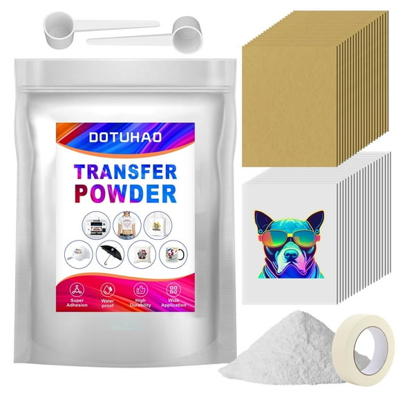 DTF Transfer Powder, Transfer Film and Powder Kit, Starter Kit, for DTF and Sublimation Printers (white, 8 oz.)
