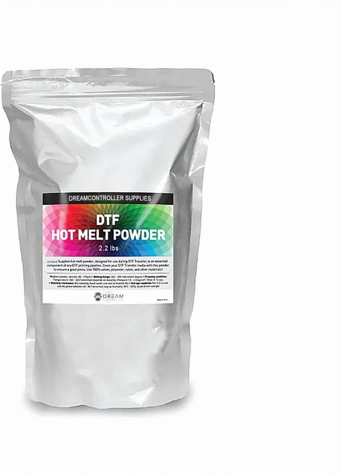 DTF Powder White 2.2lbs (35.2 oz) Hot Melt Adhesive Digital Transfer Printing - Compatible with Cotton, Polyester, Nylon & More - Medium-Density Powder (80-170µm) Optimal Result with All DTF Printer