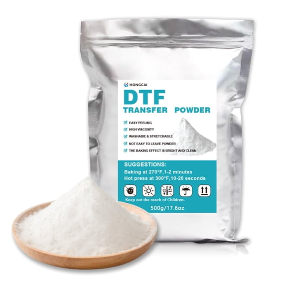 DTF Powder White - 500g/17.6 oz Digital Transfer Hot Melt Adhesive,Pre-treated transfer powder for all fabrics, DTF printing material,compatible with all DTF and DTG printers.