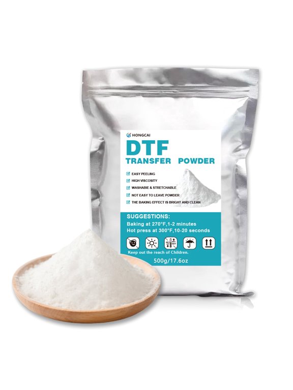 DTF Powder White - 500g/17.6 oz Digital Transfer Hot Melt Adhesive,Pre-treated transfer powder for all fabrics, DTF printing material,compatible with all DTF and DTG printers.