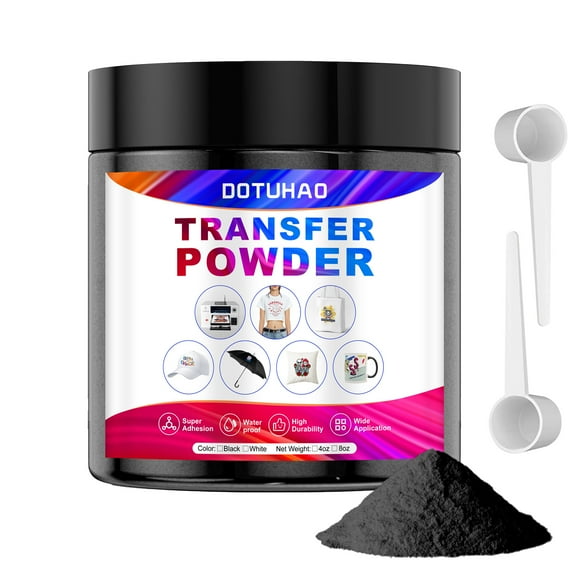 DTF Powder, White DTF Transfer Powder, Sublimation Powder with 2 Spoon for Colored Garments, DTF Hot Melt Adhesive Powder for All DTF and DTG Printers (Black,4oz)