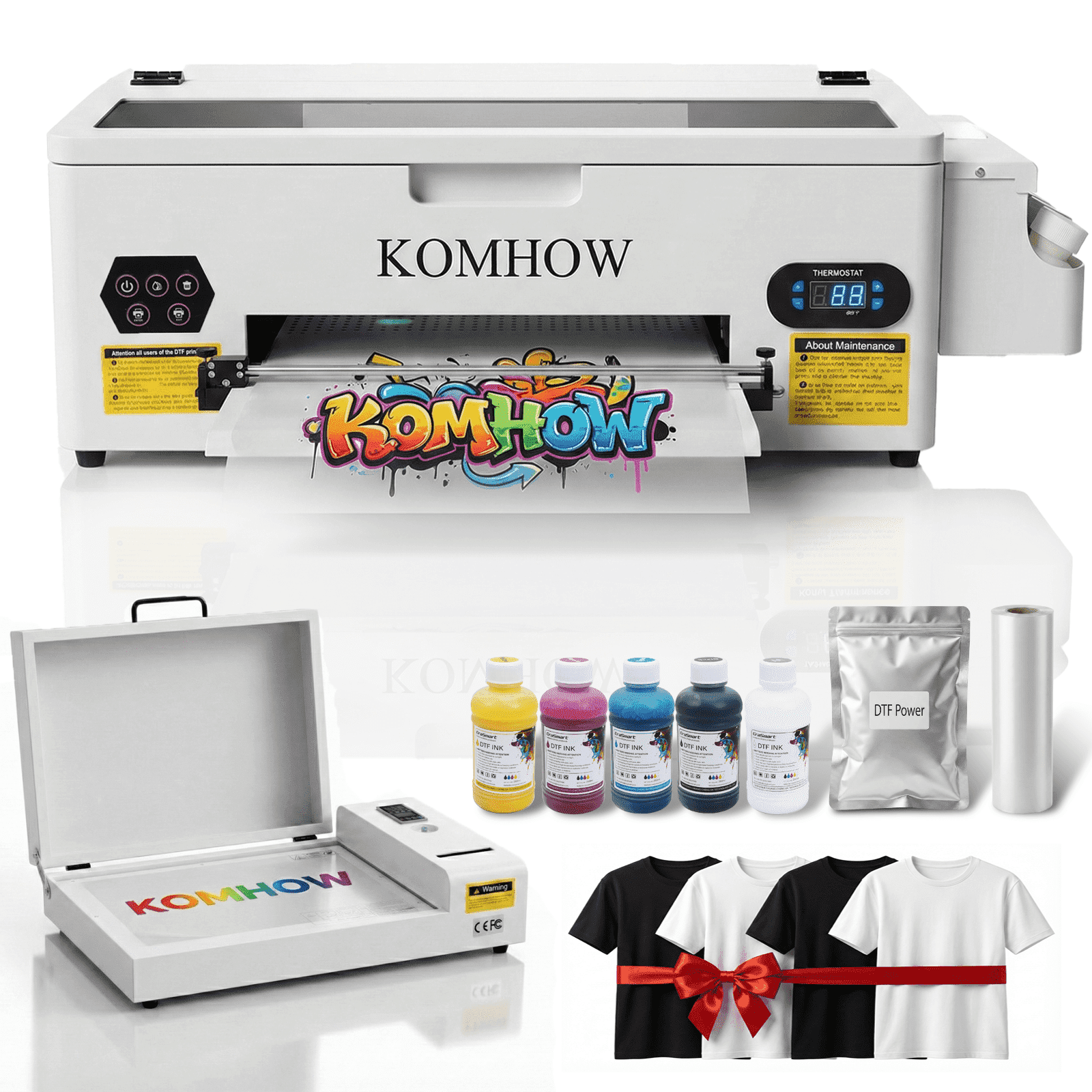 DTF Printer - L1800 A3 DTF Transfer Printing Machine, Direct to Film Printer with Security Software, DIY Print for Clothing and Multiple Fabrics (Includes Oven)