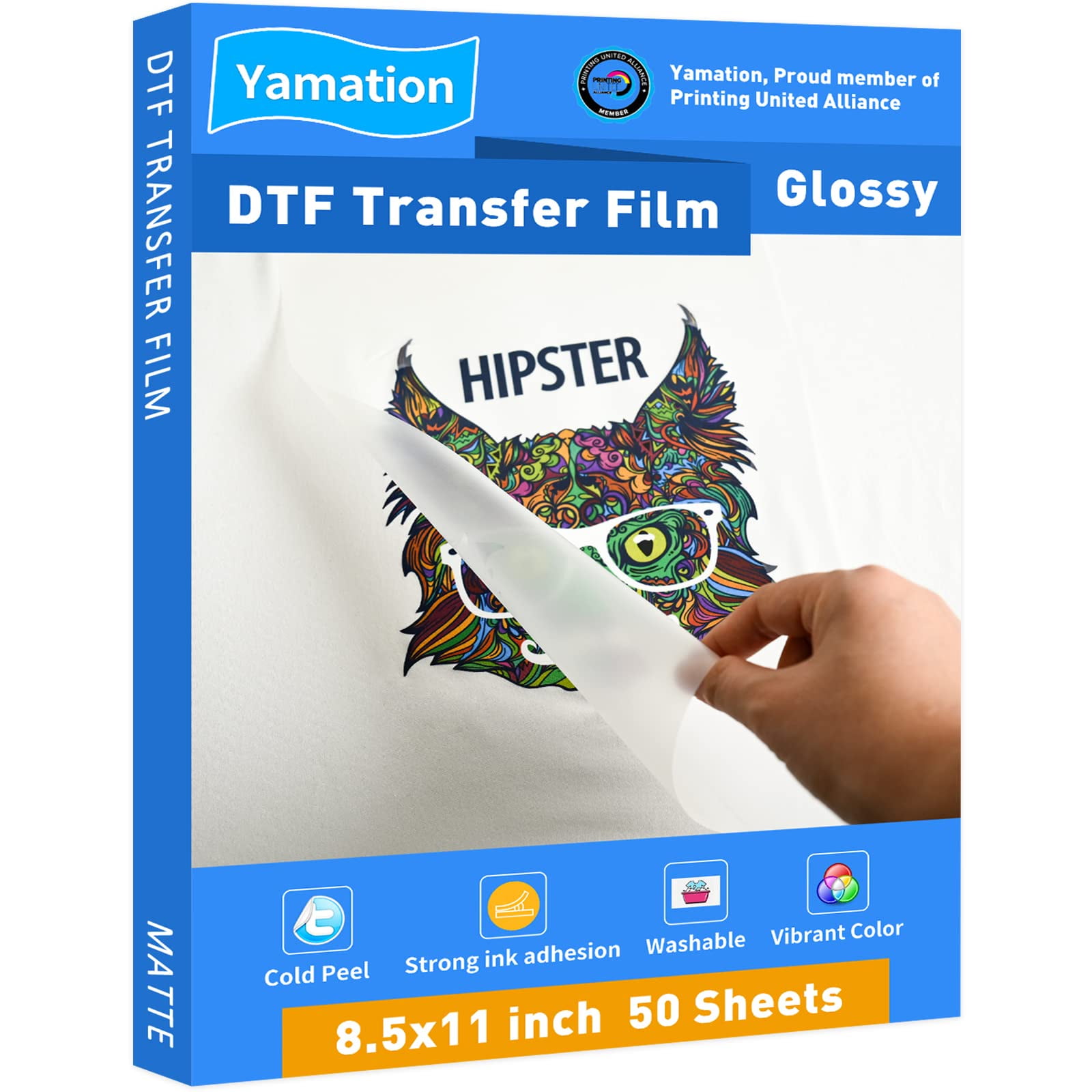 DTF Transfer Film Glossy - 8.5x11 inch - 50 Sheets - PET Paper