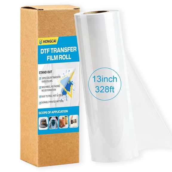 DTF Transfer Film roll 13 inch x 328 ft, Double-Sided Printing Film Transfer Film Thermal Peel-Off for Direct DTF Printers for Direct Printing on T-Shirts and Textiles
