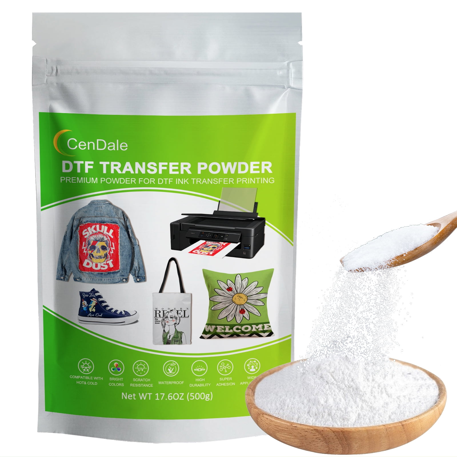 DTF Transfer Powder Adhesive, White Digital Hot Melt DTF Powder