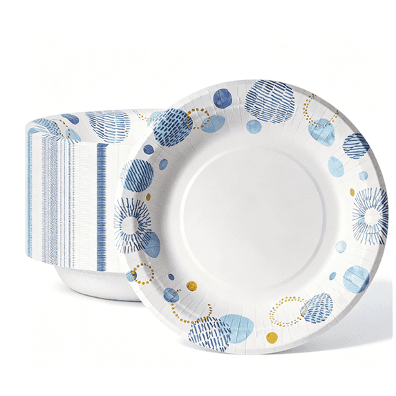 DTFMZOV Paper Plates 10 Inch, Disposable Party Blue Cake Dessert Plates, Microwave-safe, 30 Pack Large Plates for Picnic Wedding Baby Shower Birthday Tea Party Supplies