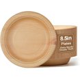 thumbnail image 1 of DTFMZOV Paper Plates 8.5, 30 Pcs Wood Grain 2X Thickened Plates, Heavy Duty Round Deep Serving Plates for Party, Daily Use, Holiday, Soak & Cut Proof, Microwave & Freezer Safe, 1 of 10
