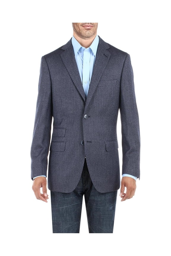 DTI BB Signature Men's Dress Suit Jacket Two Button Birdseye Modern Fit Blazer French Blue
