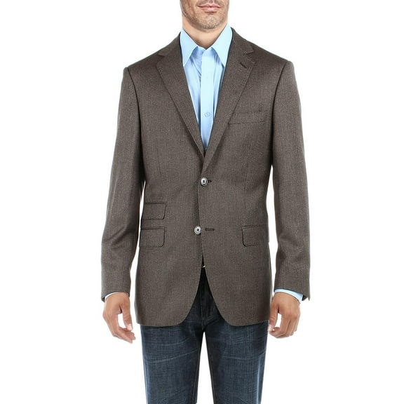 DTI BB Signature Men's Dress Suit Jacket Two Button Birdseye Modern Fit Blazer Taupe
